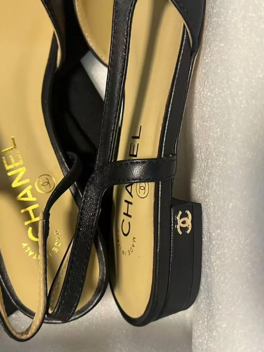 Chanel Black Slingback Flats 39